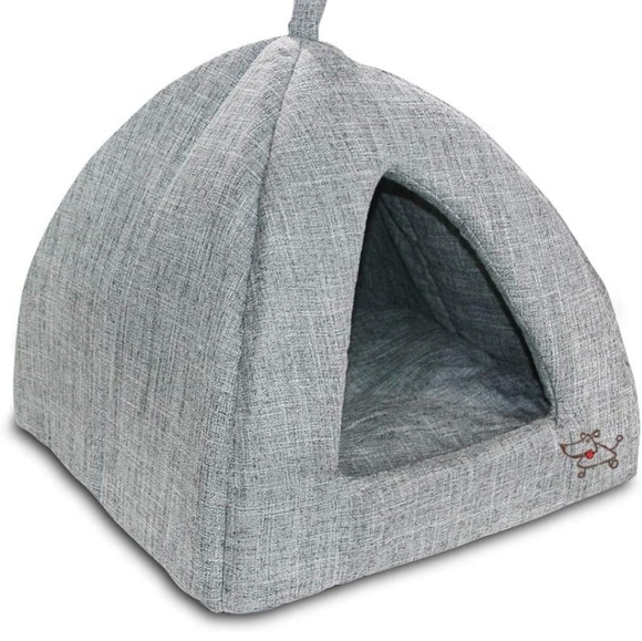 NEW Dog Bed Pet Tent for Dogs or Cats Gray Linen